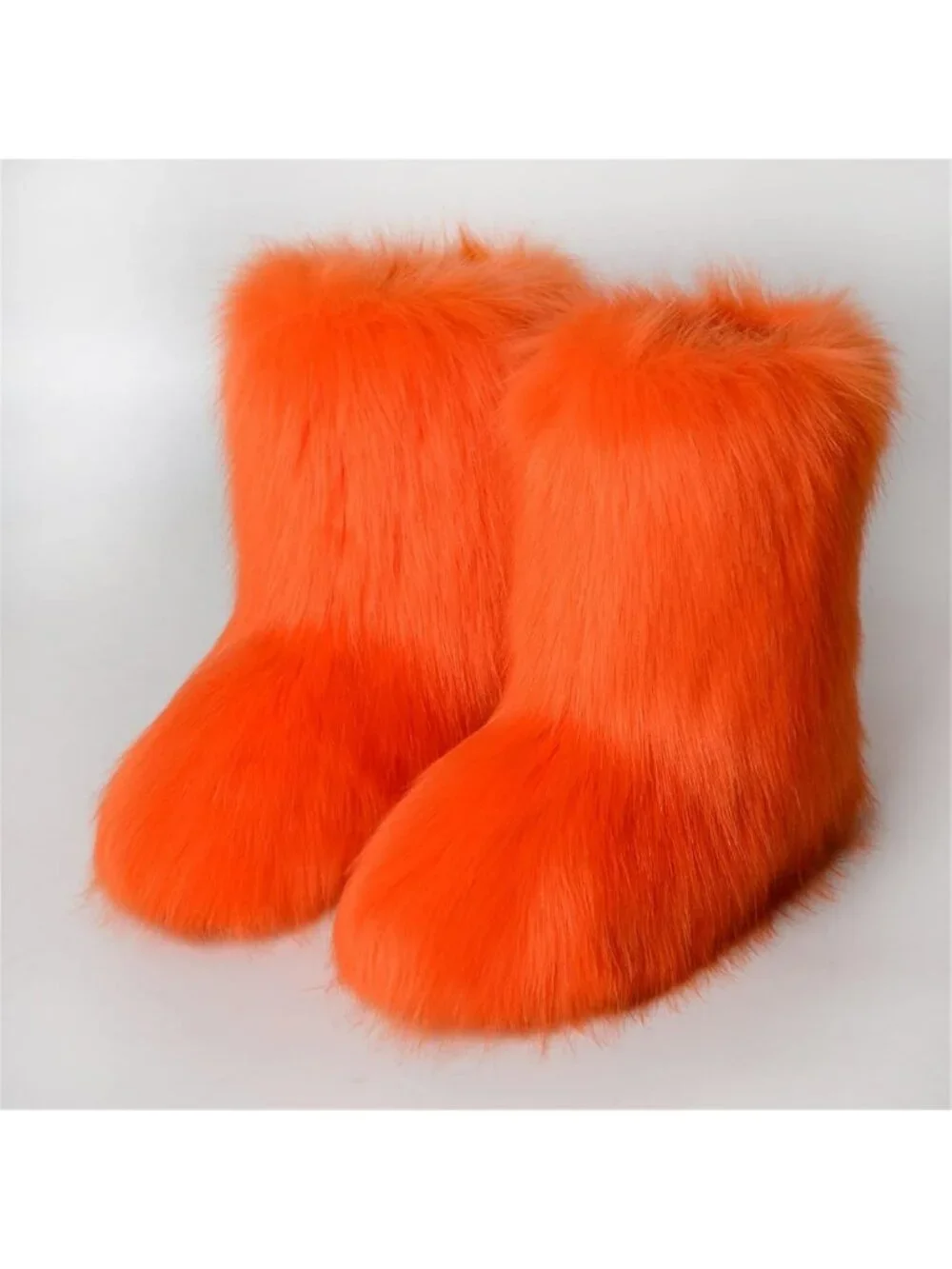 Cozy Faux Fur Mid-Calf Winter Boots | Fluffy Fuzzy Snow Shoes for Outdoor Wear